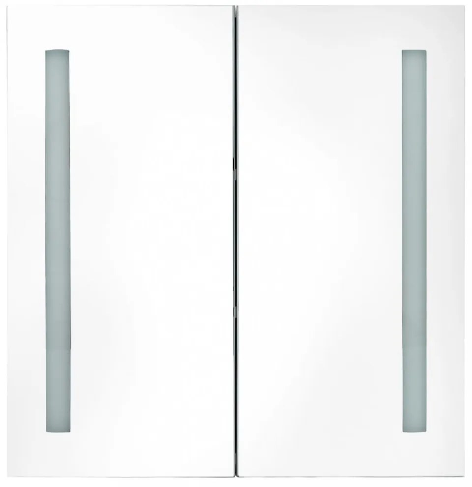 fényes fehér LED-es tükrös fürdőszobaszekrény 62 x 14 x 60 cm