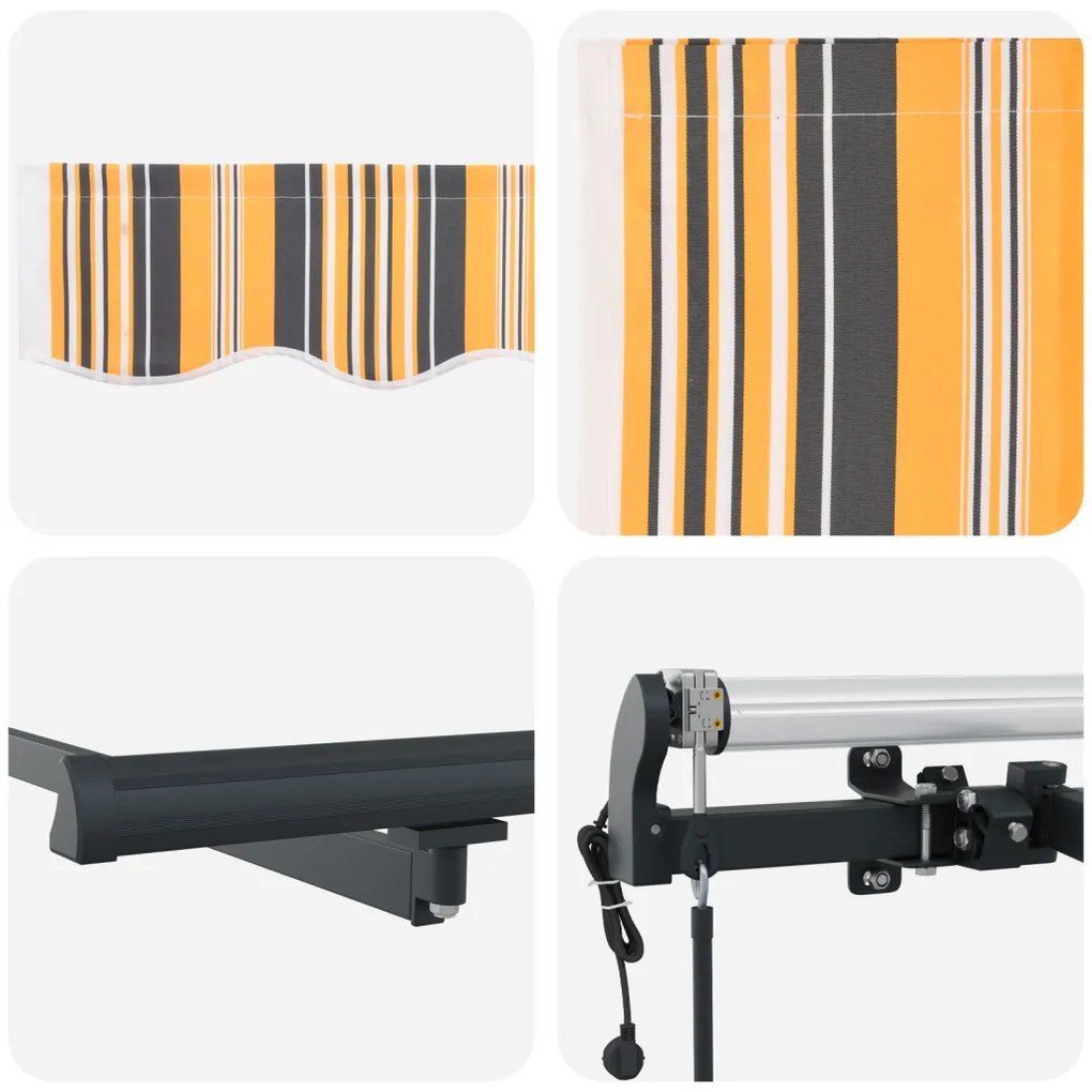 Automatikus Behúzható Napellenző Színes Csíkkal 300x250 cm