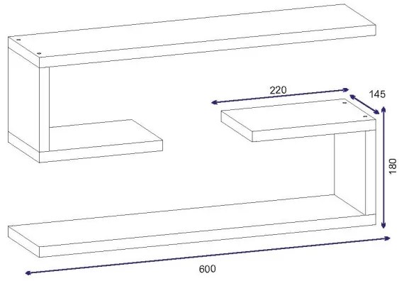 KÉSZLET 2x Fali polc JENIKA fehér