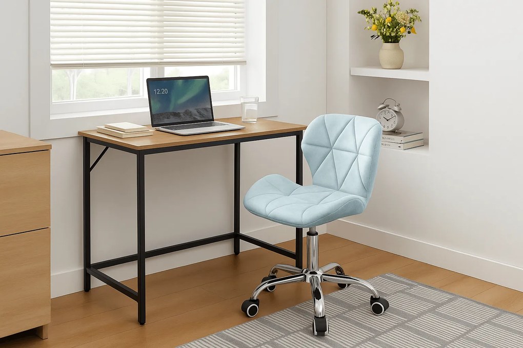 Dolgozószobai szett íróasztal TAYLOR 80x50 cm sonoma tölgy + irodai szék AVOLA VELVET világoskék