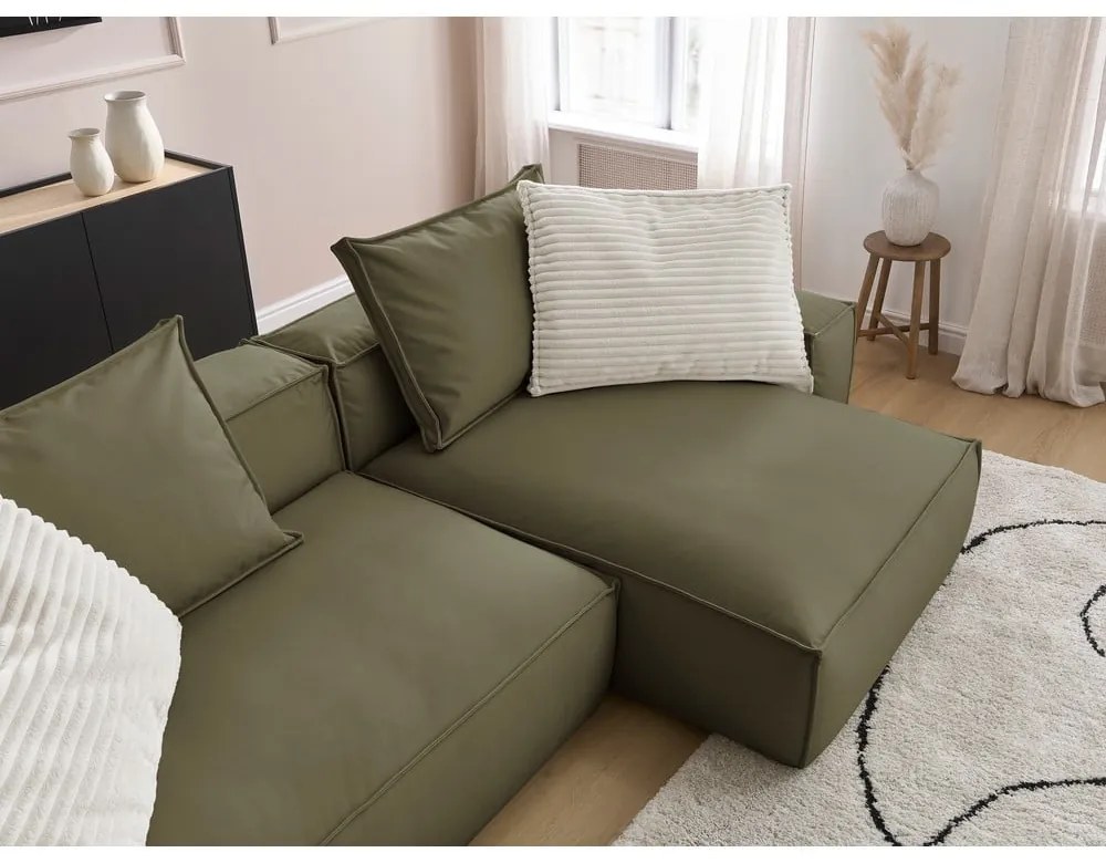 Zöld bőrutánzat sarokkanapé (variálható) Boheme – Bobochic Paris