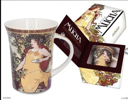 Porcelánbögre 400ml,Mucha:Ősz