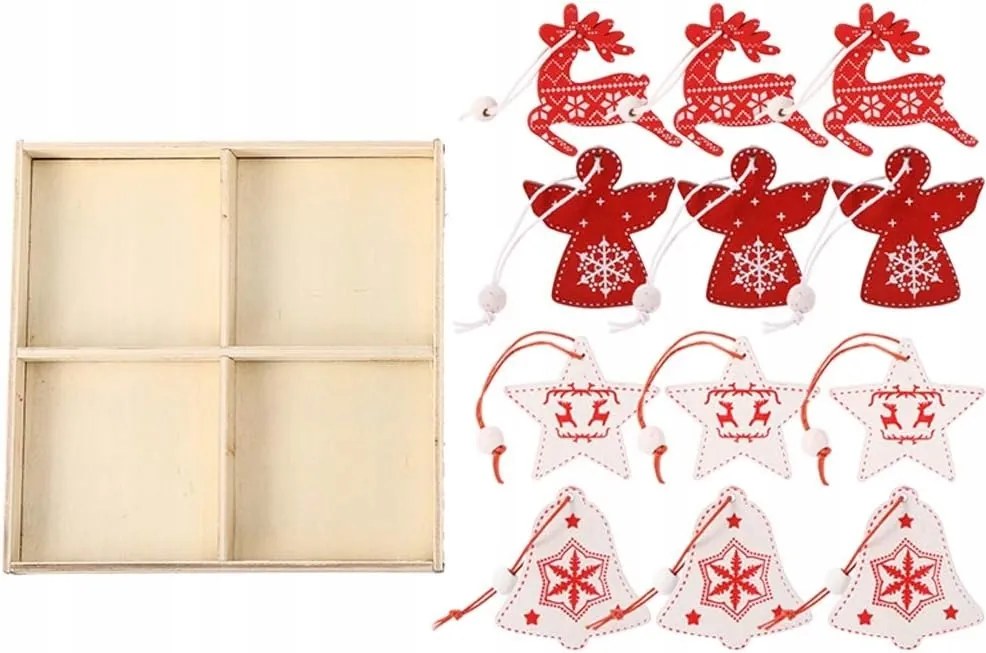 Karácsonyfadíszek fa karácsonyi medálok 12db-os mix