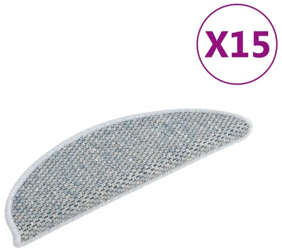15 db szizál hatású kék öntapadó lépcsőszőnyeg 65x21x4 cm