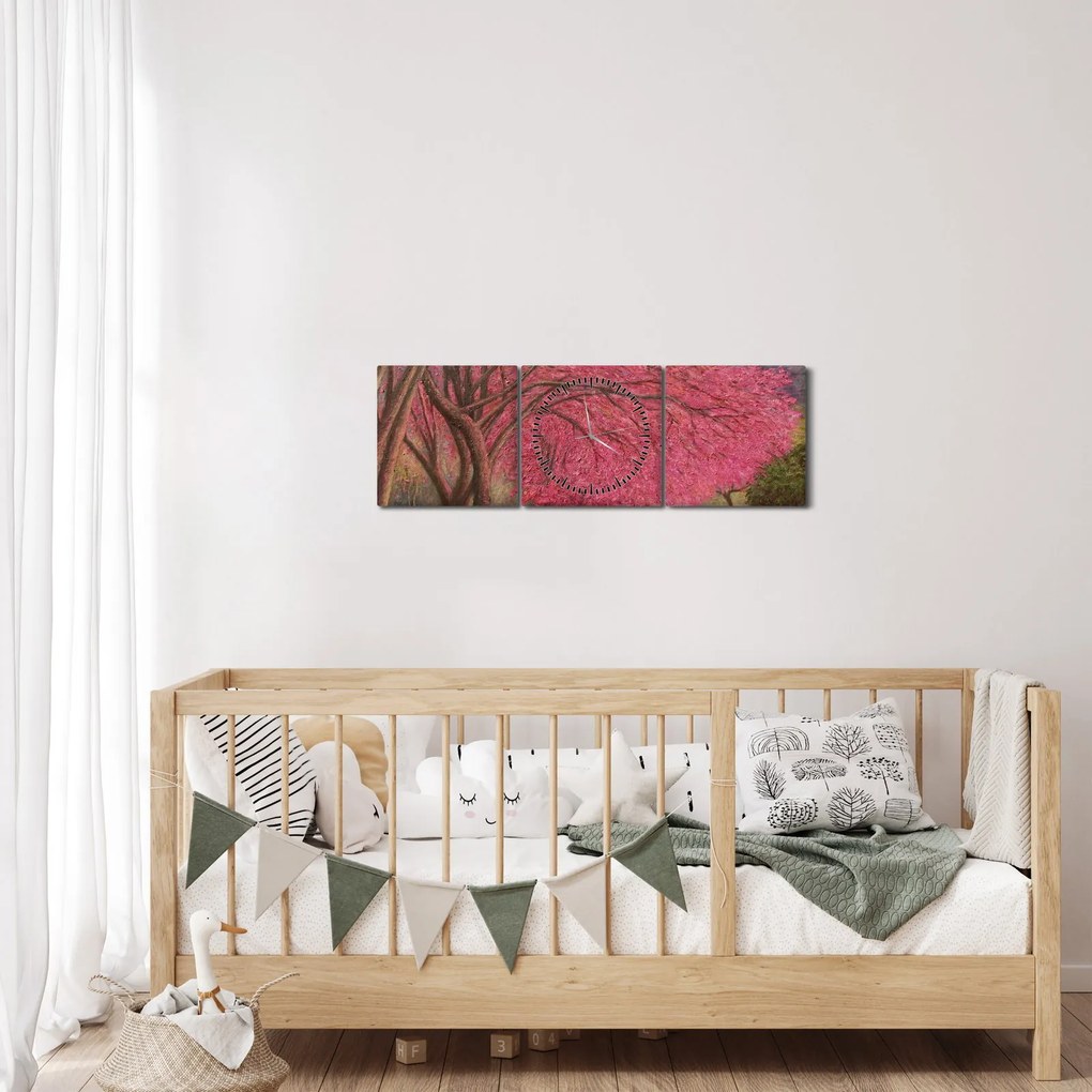 Virágzó fák képe (órával) (90x30 cm)