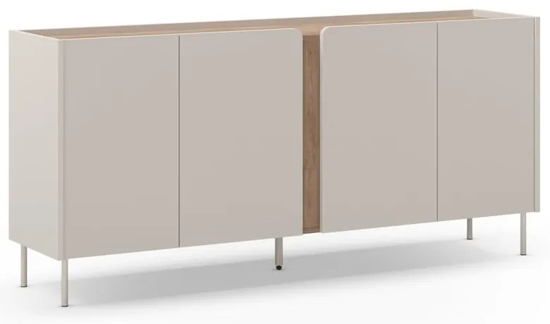 Krémszínű-natúr színű komód tölgyfa dekorral 180x82x40 cm Lucile – Marckeric