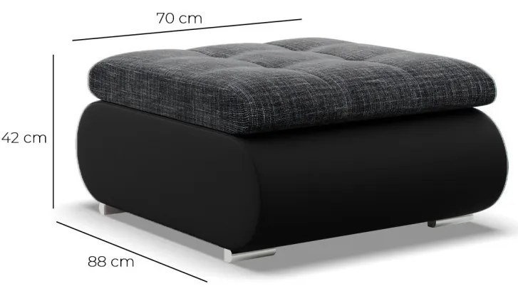 Tokio puff, fonott + műbőr, szürke - fekete