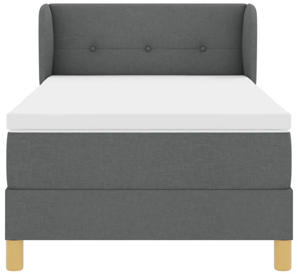 Boxspring Ágy Matraccal - Sötétszürke, 90x200 cm, Textil