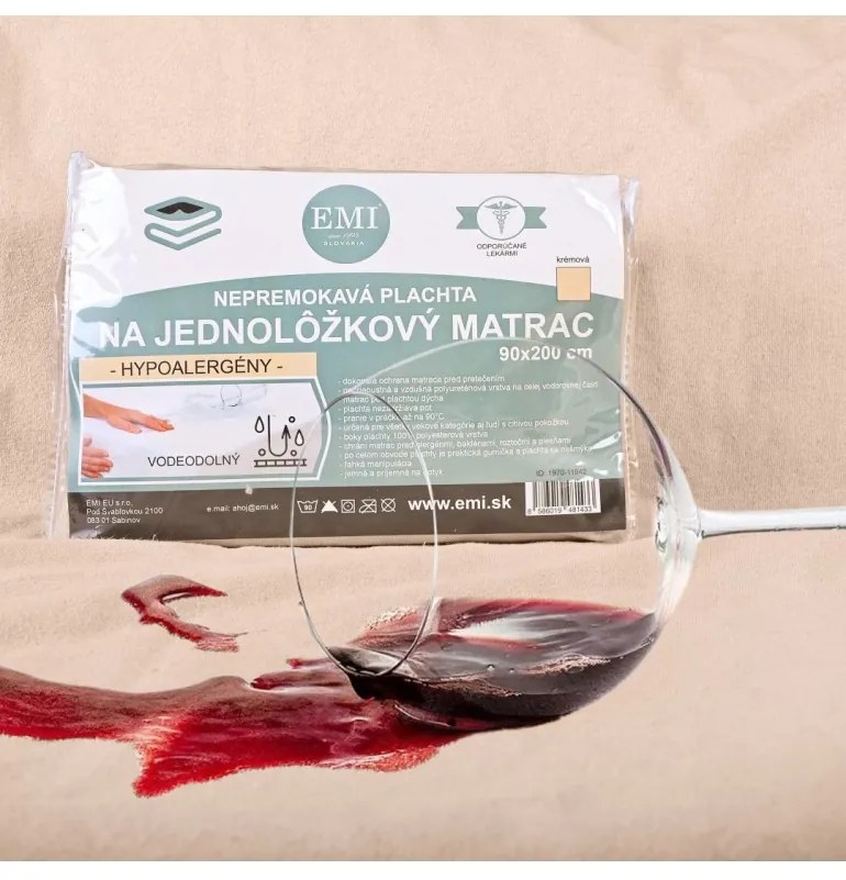EMI krémszínű vízálló gumis lepedő