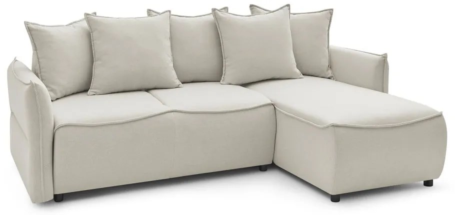 Krémszínű kinyitható sarokkanapé (jobb oldali) Leon – Bobochic Paris