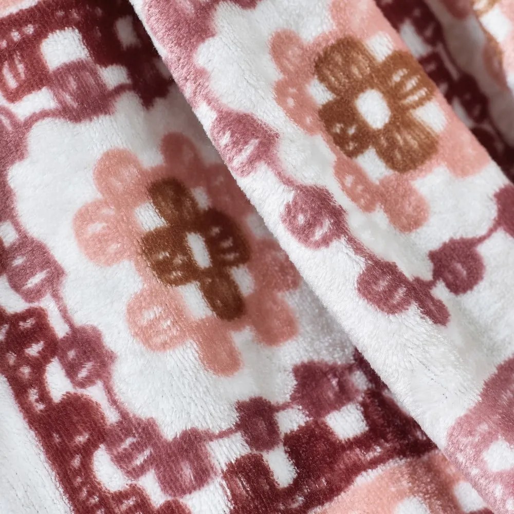 Rózsaszín mikroplüss takaró 130x170 cm Crochet Print – Catherine Lansfield