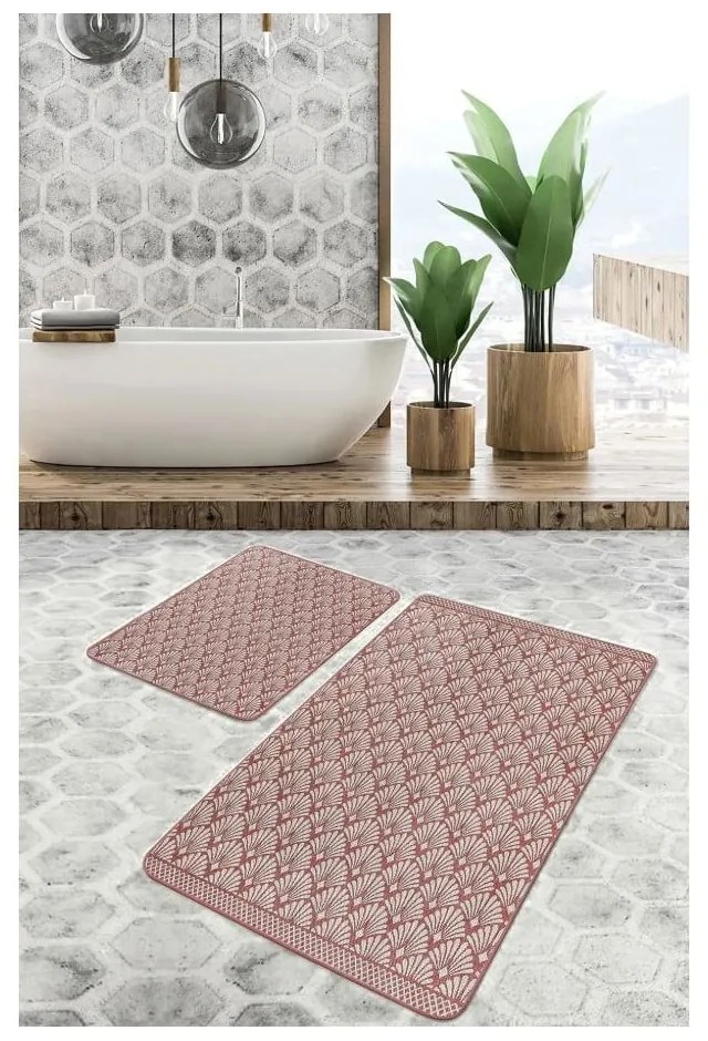 Barna bársony fürdőszobai kilépő szett 2 db-os 60x100 cm – Mila Home