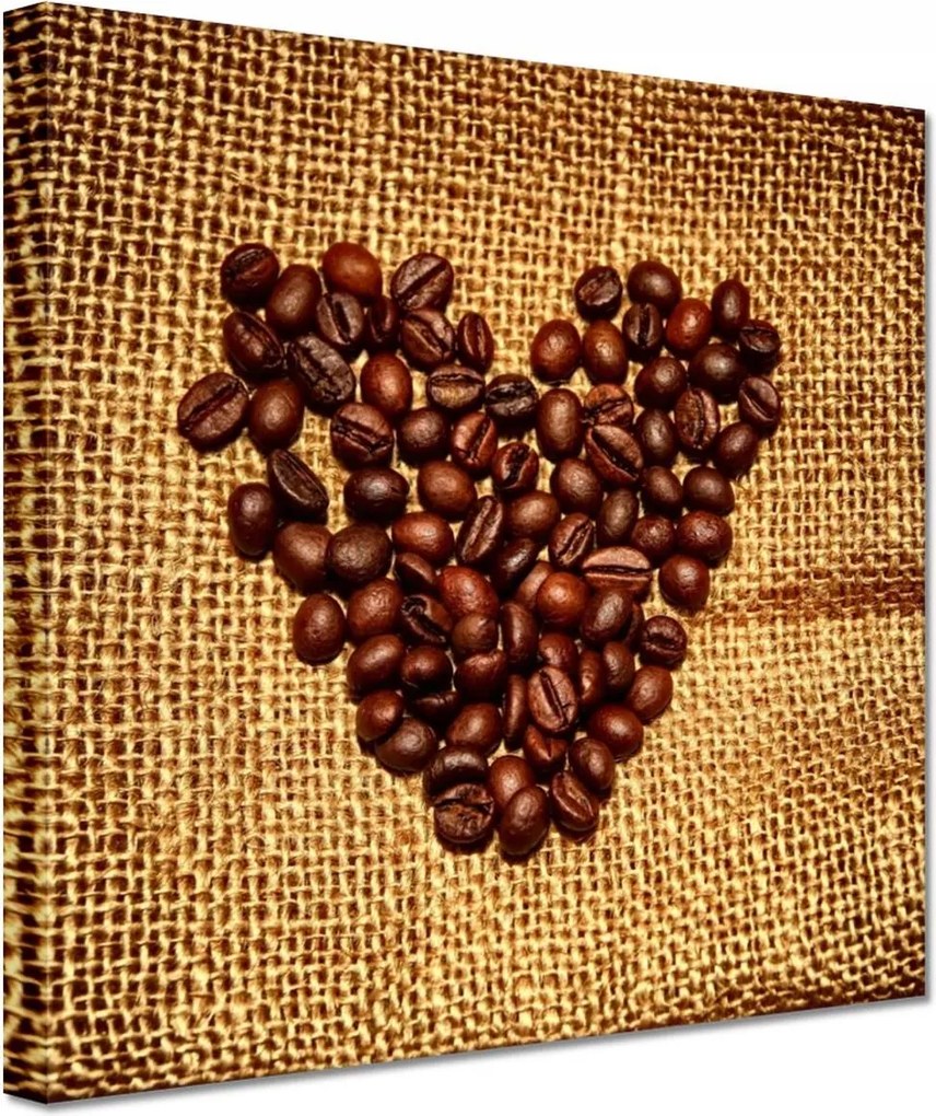 Vászonkép 20x20 Szív kávébabból