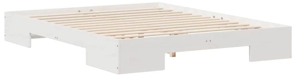 vidaXL Földi ágykeret tárolóval Fehér 150 x 200 cm Tömör fenyőfa