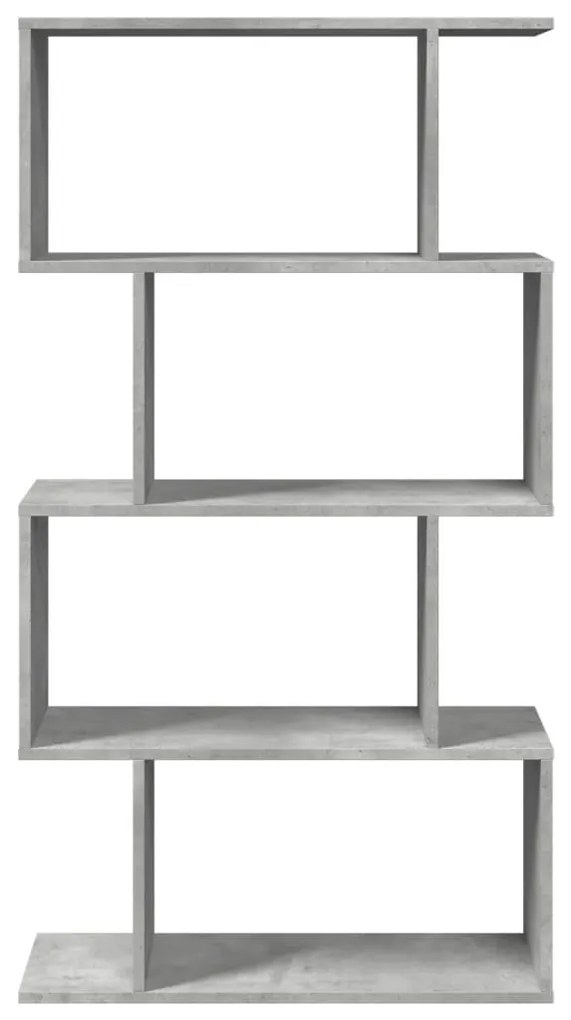 4 szintes betonszürke fa térelválasztó könyvespolc 70x24x129 cm