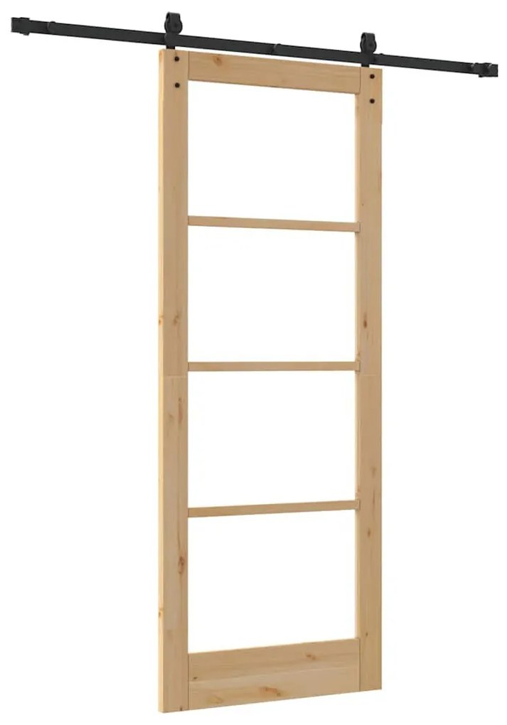 Egyszerű Csúszó Ajtó Barna 83 x 211 cm Fa és fém