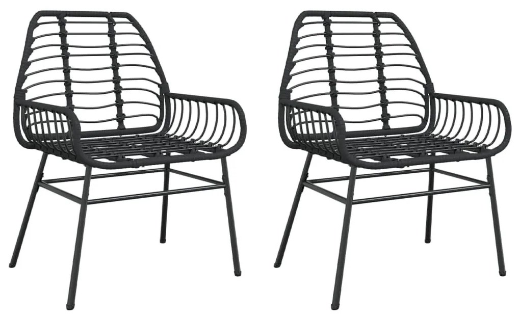 2 db fekete polyrattan kerti szék