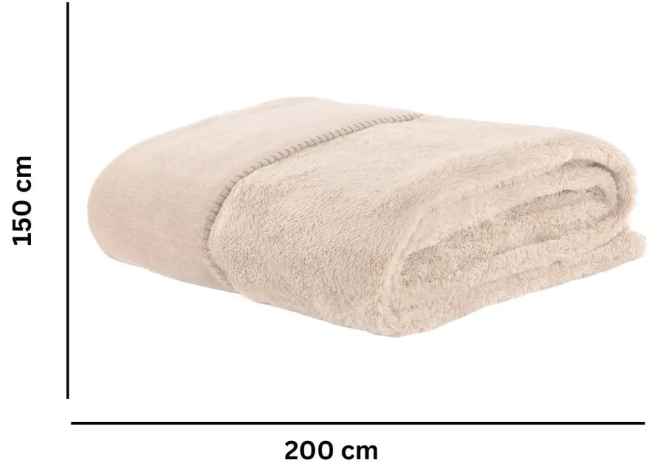 Elefántcsont színű mikroplüss takaró 150x200 cm Tomo – Tiseco Home Studio