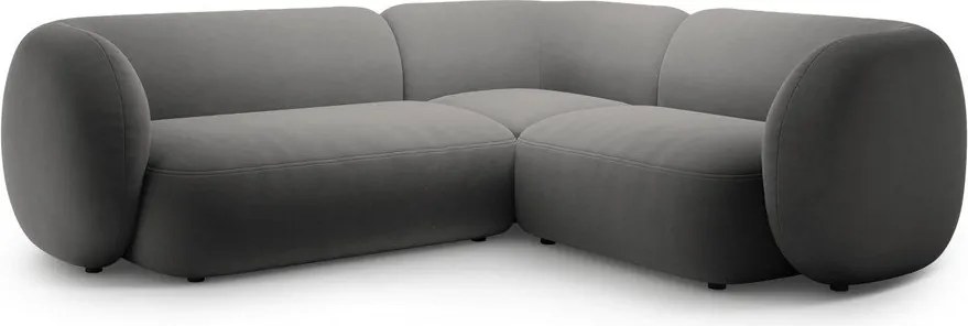 Sötétszürke bársony sarokkanapé (jobb oldali-L alakú) Kate – Micadoni