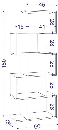 Könyvespolc MERIC 15x60 cm fehér