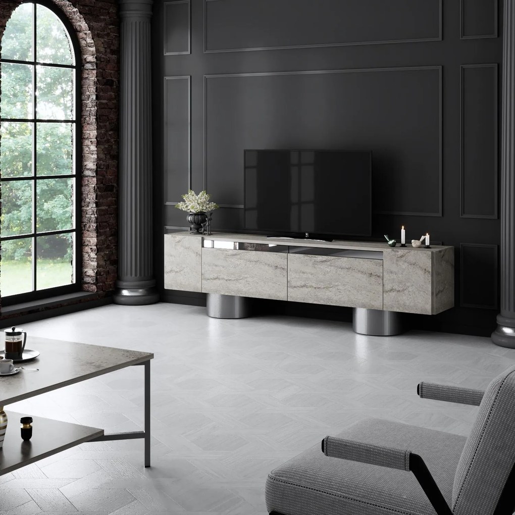 TV szekrény Bohem - Travertine, Silver