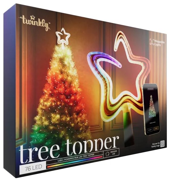 Twinkly TWTT030SPP-GUSB -LED RGB Dimmelhető Karácsonyi csillag 76xLED USB Wi-Fi