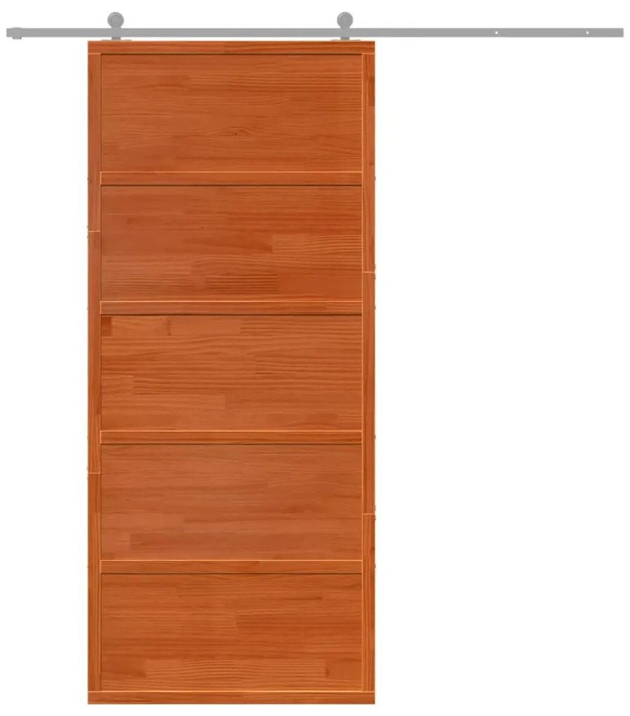 viaszbarna tömör fenyőfa istálló stílusú ajtó 90x208 cm
