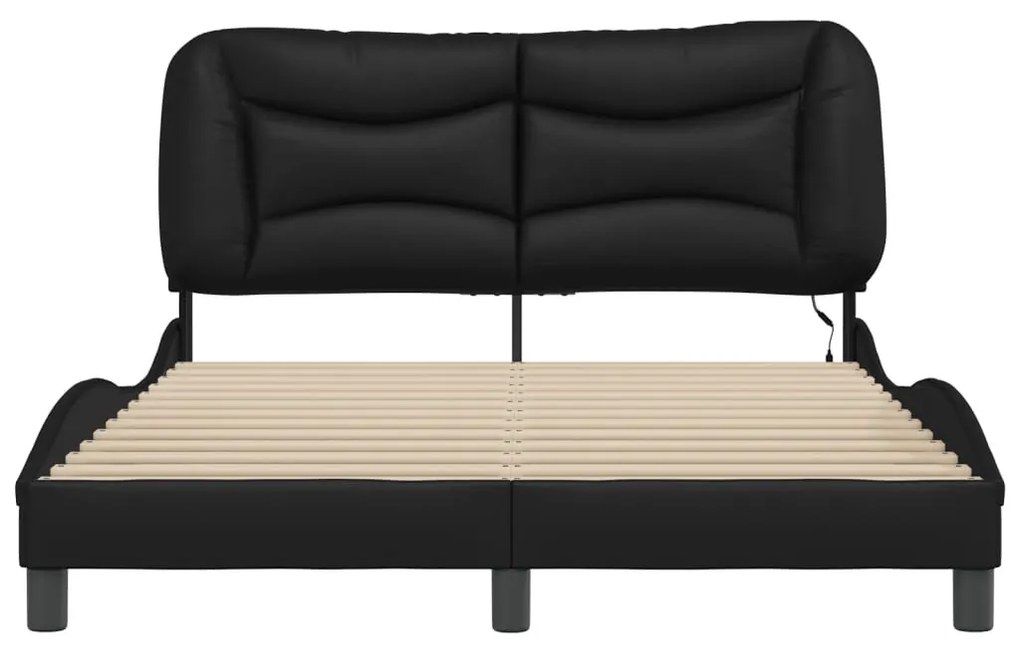 fekete műbőr ágykeret LED-világítással 120 x 200 cm