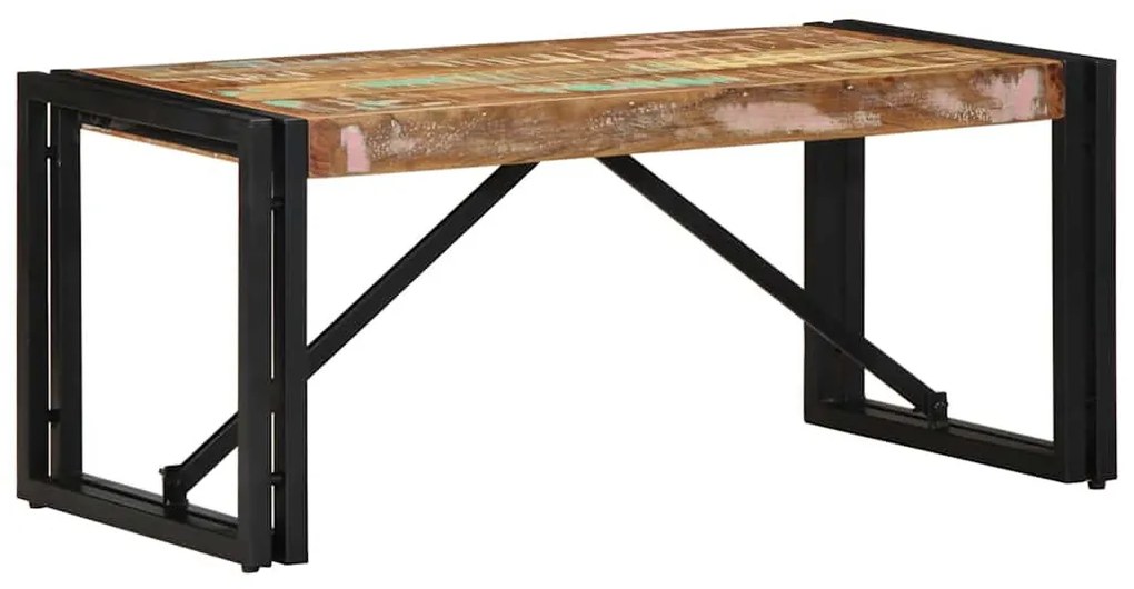 többszínű tömör újrahasznosított fa dohányzóasztal 80x40x35 cm