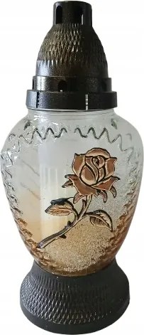 Narancssárga dér mécses arany rózsával 25 cm