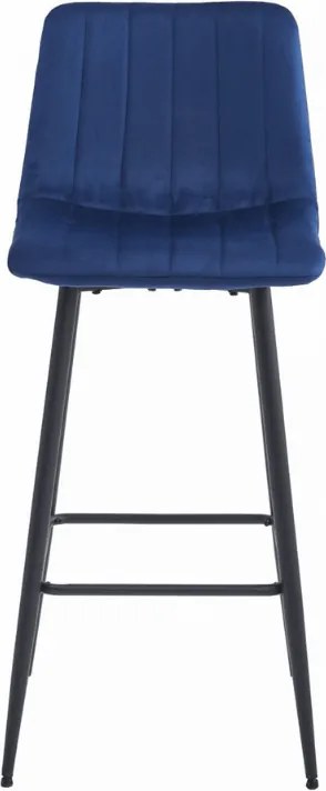 Kék bárszék POZZA VELVET fekete lábakkal