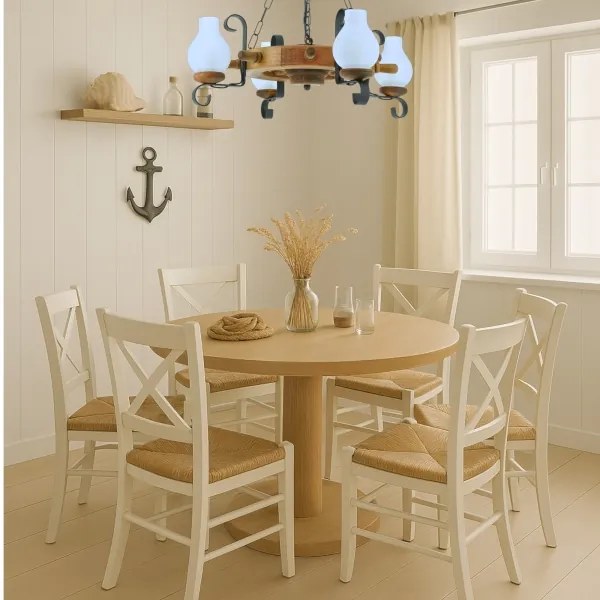 Brilagi - Csillár láncon TIMONA 4xE14/40W/230V bükkfa