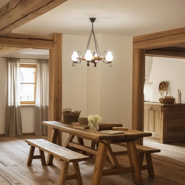 Brilagi - Láncos csillár TIMONA 4xE14/40W/230V átm. 50 cm bükk