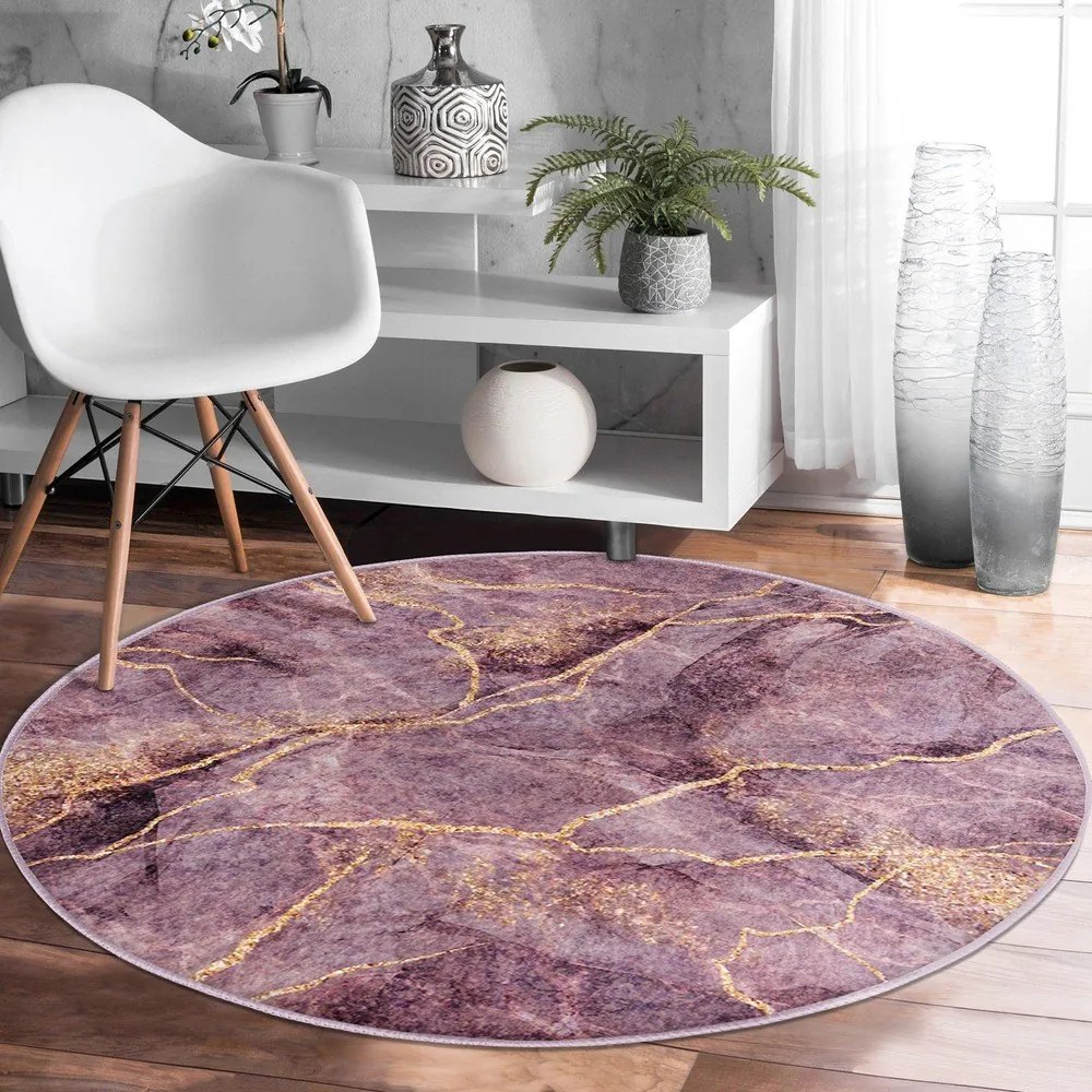 Rózsaszín mosható-robotporszívóval tisztítható kerek szőnyeg ø 80 cm Comfort – Mila Home