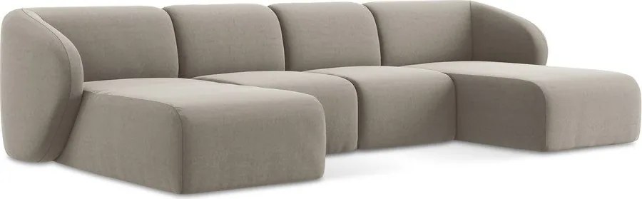 Világosbarna bársony sarokkanapé (U alakú) Lani – Makamii