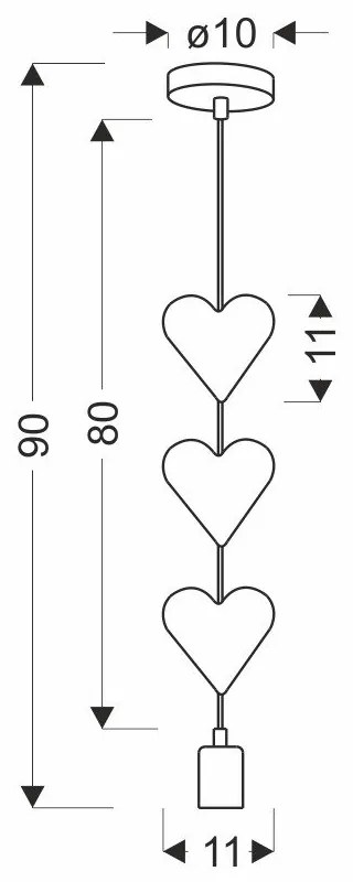 Fehér-rózsaszín gyerek függőlámpa fém búrával Hearts – Candellux Lighting