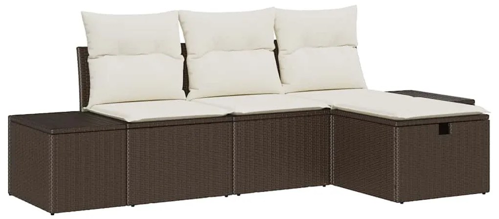 Kerti Kanapé Szett 4 pcs Barna 55 x 62 x 69 cm Poli rattan