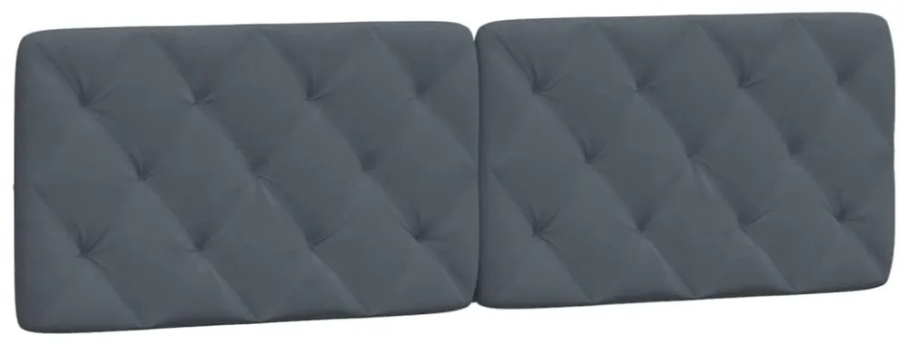 sötétszürke bársony ágykeret LED-ekkel matrac nélkül 160 x 200 cm