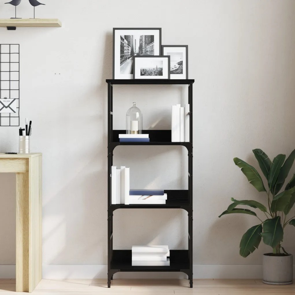 Könyvespolc Fekete Tölgy 50x33x117,5 cm Műanyag és Acél