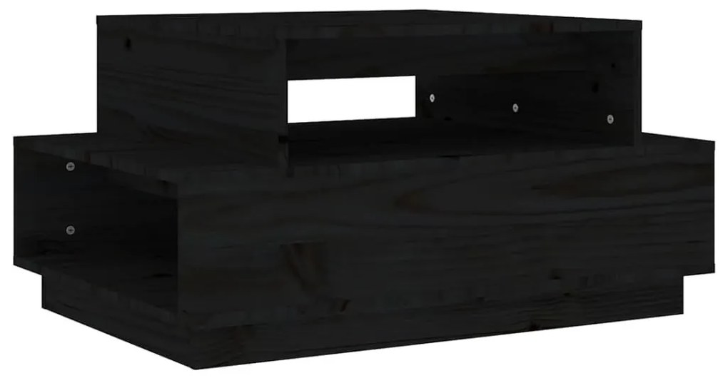 Fekete tömör fenyőfa dohányzóasztal 80x55x40,5 cm