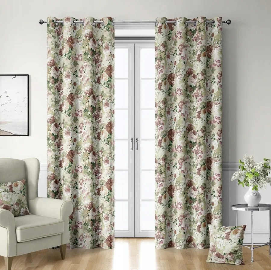 Függöny Világos Virágokkal Velvet Átvezetőkkel 145cm széles x 280 cm magas