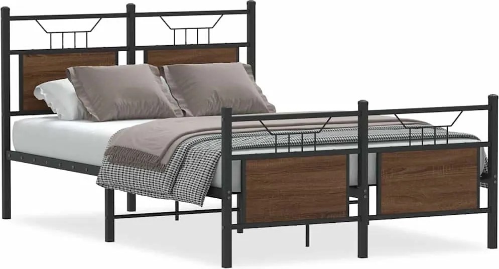 vidaXL barna tölgy színű szerelt fa ágykeret matrac nélkül 120x190 cm