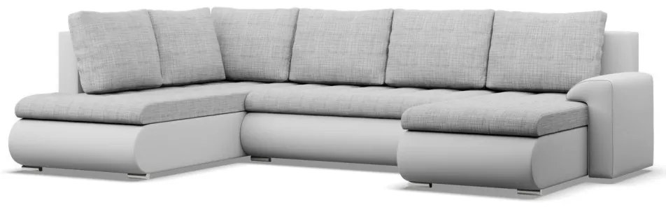 Tokio U sarokkanapé, 3 ágyneműtartóval, fonott + műbőr, baloldali, szürke - fehér