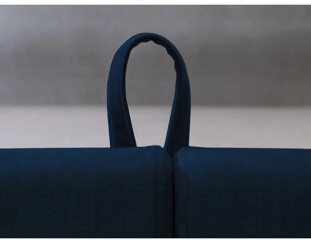 Sötétkék kárpitozott ágyneműtartós franciaágy ágyráccsal 180x200 cm Jade – Bobochic Paris