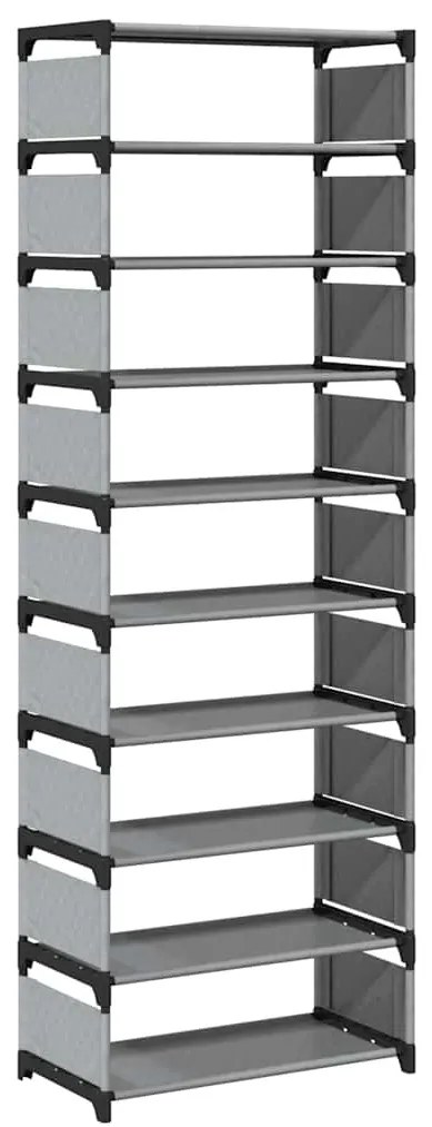 szürke nem szőtt szövetből cipőállvány 10 szintes 54x28x158 cm