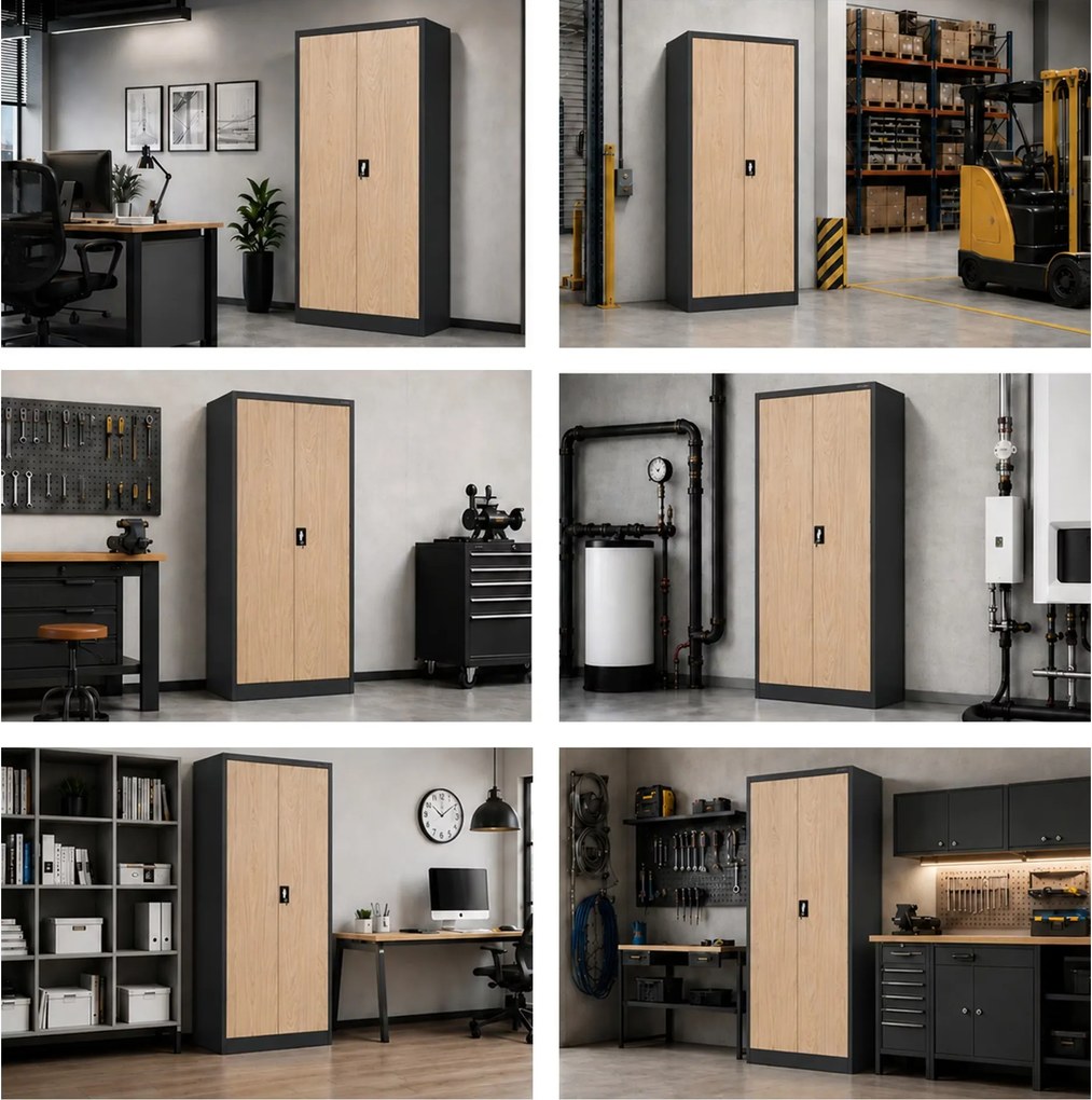 Irodai iratszekrény antracit / sonoma tölgy: Eco Design JAN 900 x 1850 x 400 mm