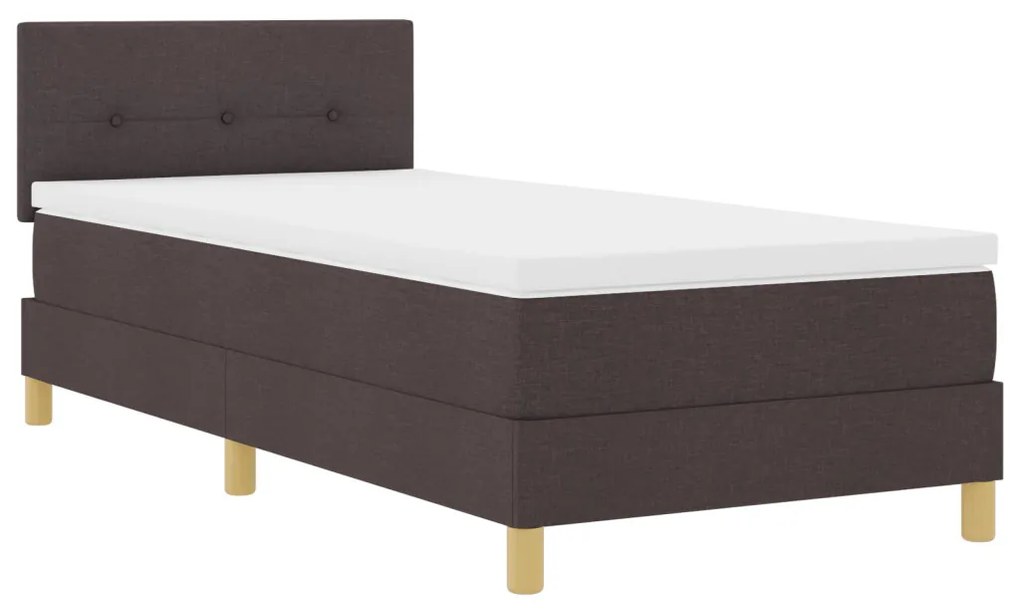 Boxspring ágy matraccal és LED fénnyel sötétbarna 80x200 cm szövet