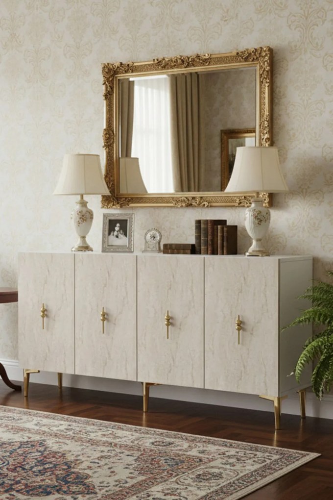 Salkım 150 - White, Travertine, Gold