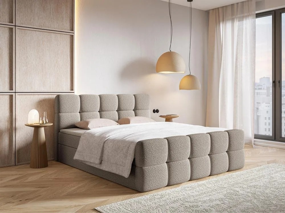 Kontinentális franciaágy 180 cm Cirsten 180C (ágyráccsal és matraccal) (tárolóhellyel) (világosszürke). Akció -16%. 1100155