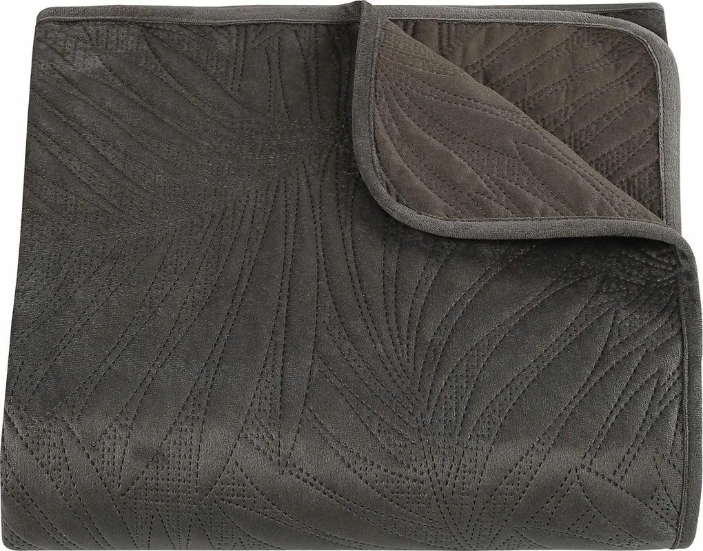 Ágytakaró 200x220 Bella grafit velúr levelek dw